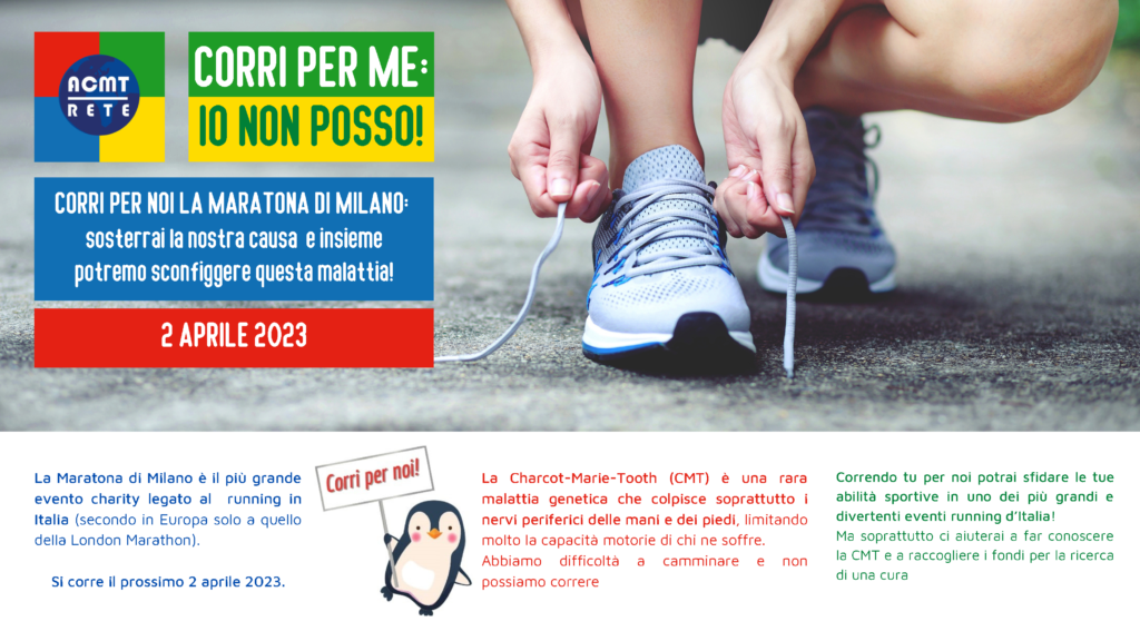 Runner che si allaccia le scarpe per la promozione della partecipazione di ACMT-Rete alla Milano Marathon 2023