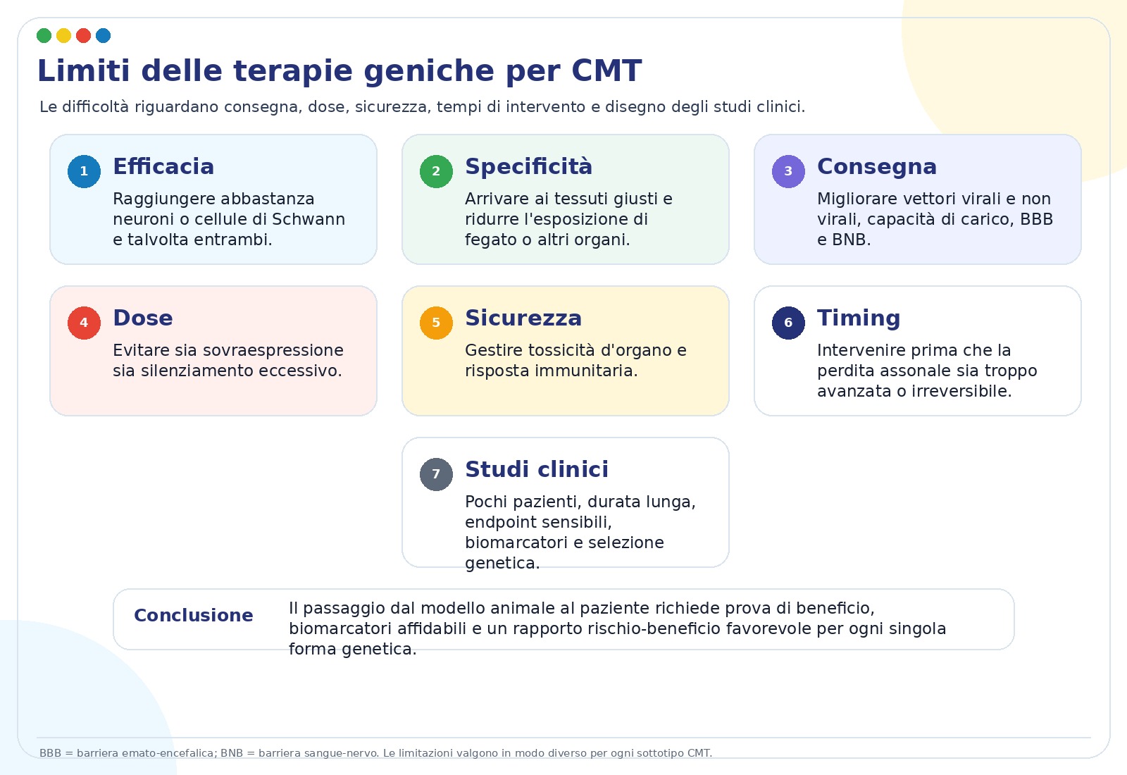 Limiti trasversali delle terapie geniche per neuropatie CMT