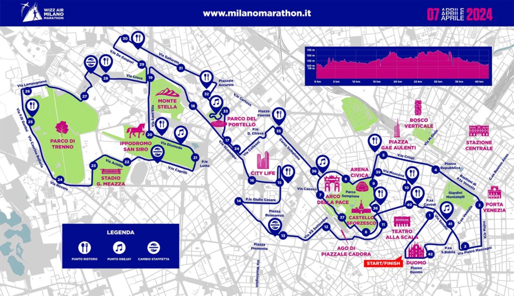 mappa percorso Milano Marathon 2024